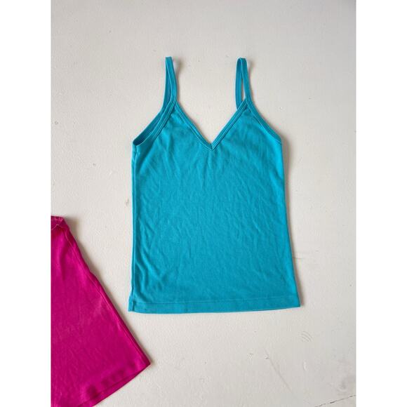 VINTAGE 80s Cami Tanks Wholesale Bundle / 2 Pcs / S/M Actual Items Teal Pink - Picture 6 of 7